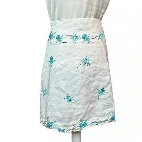 Anne Carson 100% Linen Petite A Line Floral Embroidered Skirt 4P - Picture 2 of 5